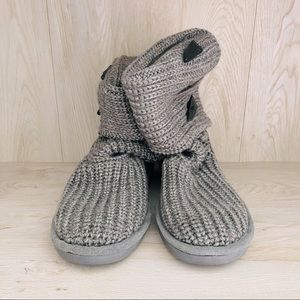 🌻 BearPaw Grey Knit Tall Boots Size 6